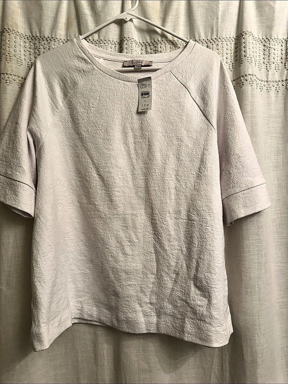 LOFT Textured Top in White Size Large NWT